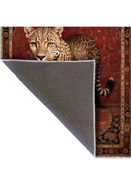 Buse Koleksiyonu Geleneksel Motifli Leopar Detaylı Desenli Dokuma Taban Modern Dekoratif Halı BUSE33