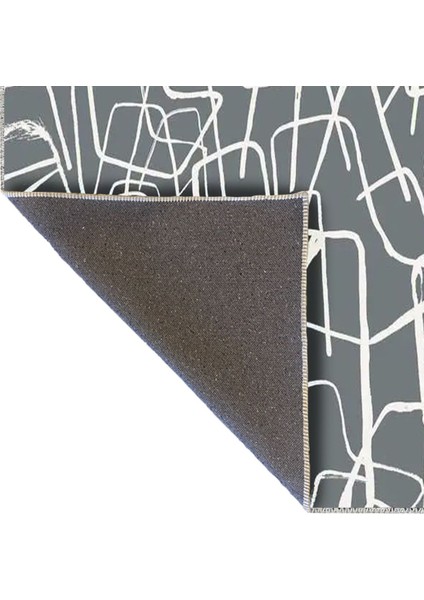 Buse Koleksiyonu Gri Beyaz Soyut Şekiller Detaylı Dokuma Taban Modern Dekoratif Halı BUSE39
