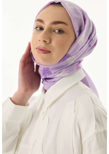 Zeta Lila Yaprak Desen Pamuklu Şal modelleri