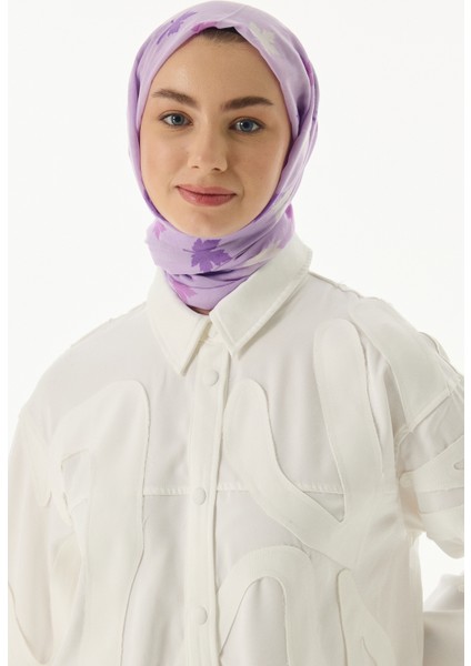 Zeta Lila Yaprak Desen Pamuklu Şal fırsatları