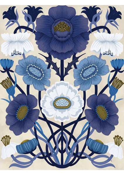 Barcelona Koleksiyonu Mavi Bej Tonlarda Floral Çiçek Desenli Modern Dekoratif Halı 07 fiyatları