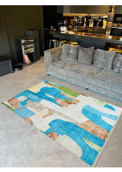 Barcelona Koleksiyonu Çok Renkli Soyut Desenli Kreatif Modern Dekoratif Halı 54