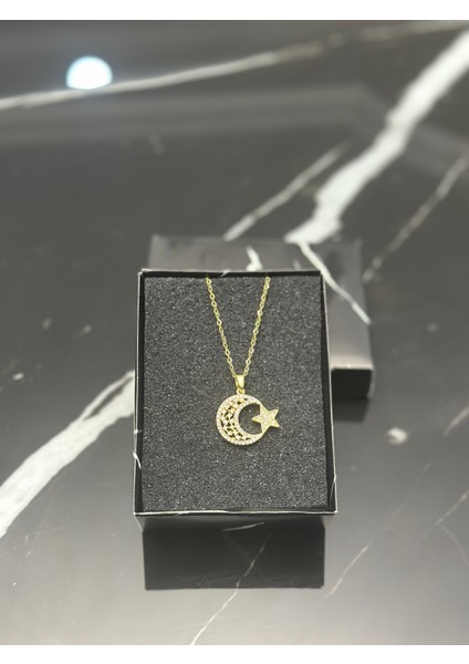 Ay Yıldız Çelik Paslanmaz Kolye