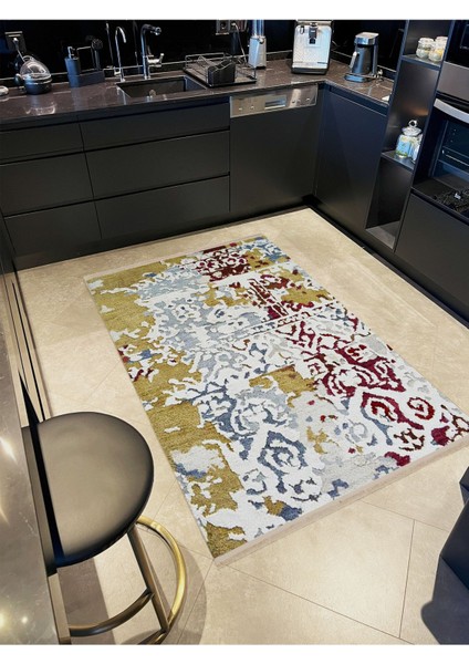 Barcelona Koleksiyonu Çok Renkli Soyut Geleneksel Motif Desenli Vintage Dekoratif Halı 61 modelleri