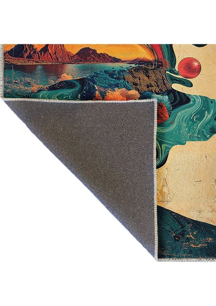 Buse Koleksiyonu Çok Renkli Manzara ve Soyut Düşünceler Desenli Dokuma Taban Dekoratif Halı BUSE03 fırsatları