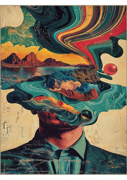 Buse Koleksiyonu Çok Renkli Manzara ve Soyut Düşünceler Desenli Dokuma Taban Dekoratif Halı BUSE03 indirimleri