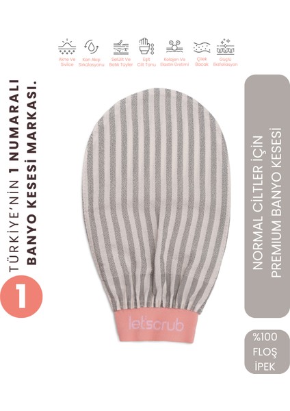 Premium Banyo Kesesi Gri Zebra Model Peeling Eldiveni %100 Floş Ipek Normal Ciltler Için 1 Adet