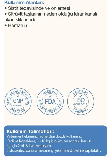 Uroxil Kedi ve Köpek Idrar Yolu Sağlığını Destekleyici Sıvı fiyatları