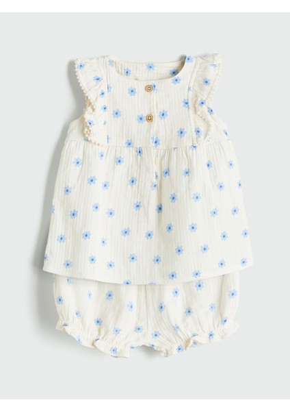 Yeni Sezon Cicekli Kiz Bebek Bluz ve Sort 2'li - S5JD49Z1