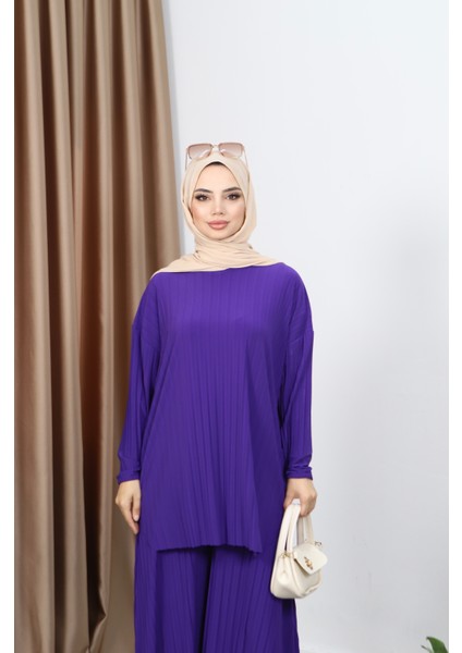 Piliseli Bol Kesim Pantolonlu Takım modelleri