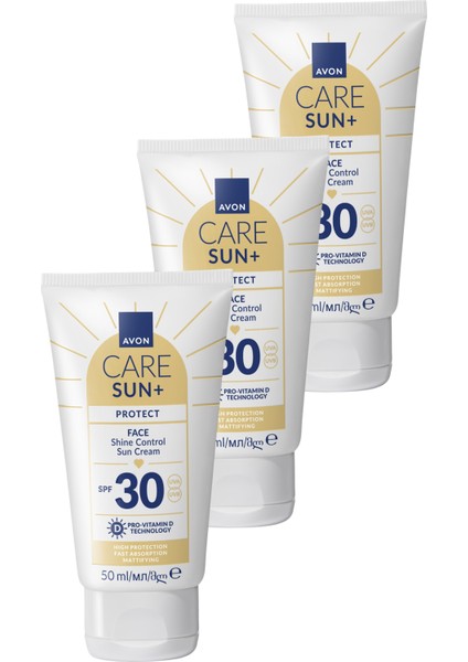 Sun+ Protect Yüz İçin Parlaklık Kontrolü Güneş Kremi Spf 30 50 ml Üçlü Paket