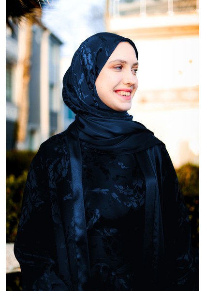 Lacivert Modern Desenli Ipek Şal (Tek Parça) fiyatları