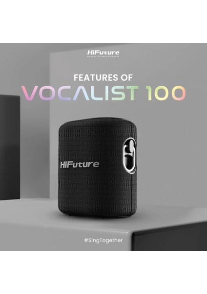 Vocalist 100 Kablosuz Bluetooth 5.0 25W Rgb Aydınlatmalı Bt/aux/sd Kart Girişli Tws Mikrofonlu Taşınabilir Karaoke Sistemi Hoparlör Siyah