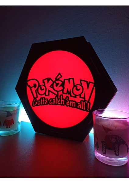 Kırmızı Pokemon Logo Masaüstü Dekoratif LED Lamba, Şık ve Işıltılı Tasarım fiyatları