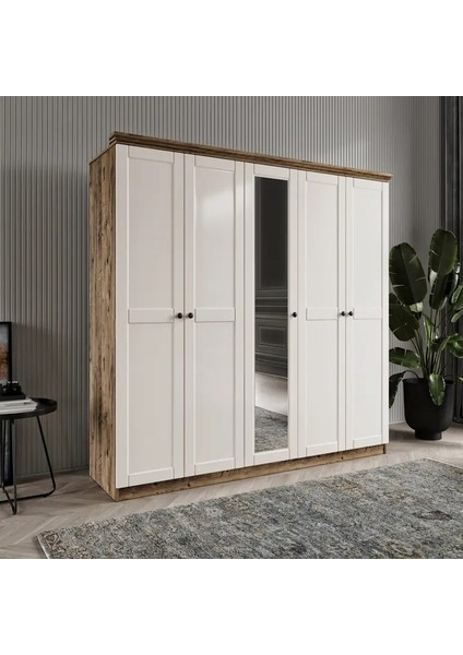 Dali 5 Kapaklı Bazalı Gardırop Tamamı Mdf