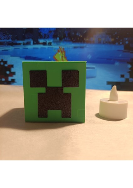 Yeşil Minecraft Creeper LED Tealight Lamba, Şık ve Dekoratif Aydınlatma Seçeneği modelleri