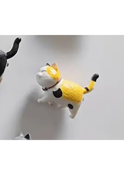 Sarı-Beyaz-Siyah 1 Parça Karikatür Yürüyen Kedi Figür Mutfak Ofis Için