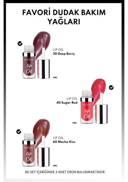 Lip Oil Nemlendirici ve Parlatıcı Dudak Bakım Yağı 3'lü Makyaj Seti fiyatları