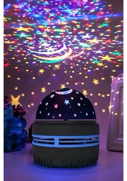 Mini Yıldızlı Gece Lambası, Çocuk ve Genç Odası Için Şık Projektör Siyah Renk