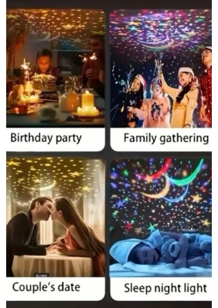 Mini Yıldızlı Gece Lambası, Çocuk ve Genç Odası Için Şık Projektör Siyah Renk