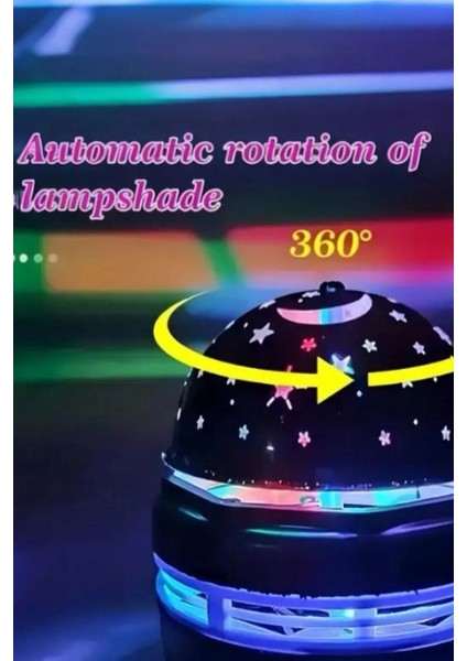 Mini Yıldızlı Gece Lambası, Çocuk ve Genç Odası Için Şık Projektör Siyah Renk