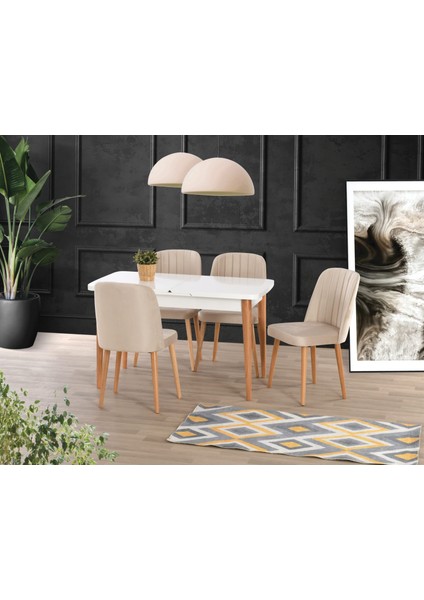 Uyar (Sadece Masa) Beyaz 75*130+30 Kelebek Açılabilir Masa
