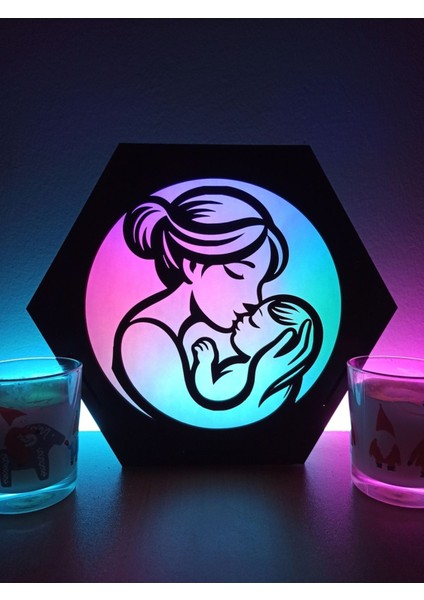 Renkli Bebek ve Anne Için Şık Masaüstü Dekoratif Lamba