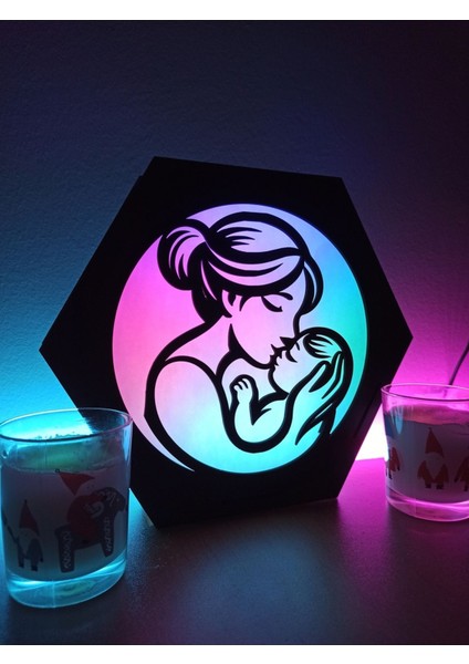 Renkli Bebek ve Anne Için Şık Masaüstü Dekoratif Lamba modelleri