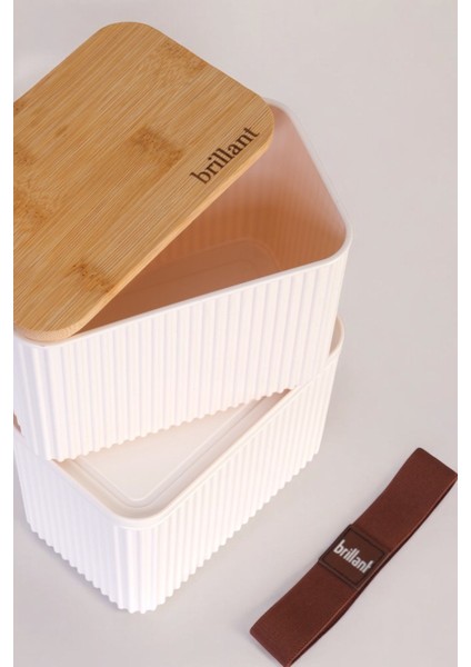 Zebra 2’li Bambu Kapaklı Lunch Box - 1 Lt + 1 Lt - Saklama Kabı Seti - Lastikli fiyatları
