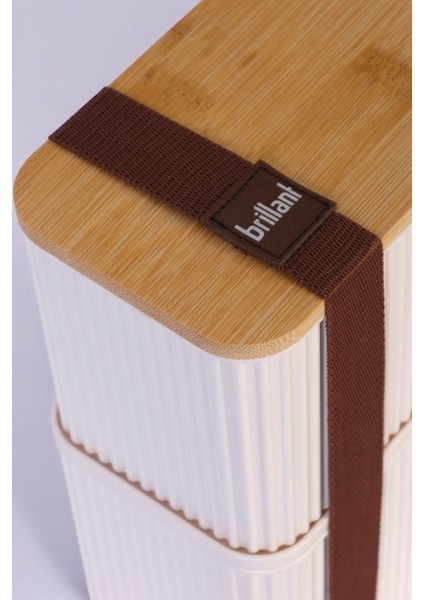 Zebra 2’li Bambu Kapaklı Lunch Box - 1 Lt + 1 Lt - Saklama Kabı Seti - Lastikli modelleri