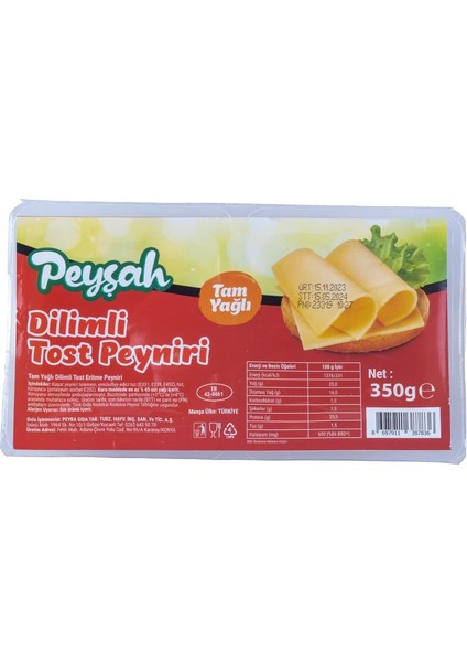 Peyşah Dilimli Tost Peyniri 3 x 350 gr modelleri