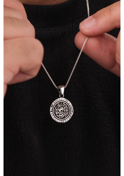 Gümüş Arapça Edeb Ya Hu Yazılı Eskitme Karartılmış Yuvarlak Erkek Kolye fiyatları