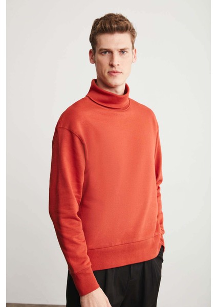 Addıs Erkek Tam Boğazlı Comfort Kiremit Rengi Sweatshirt modelleri