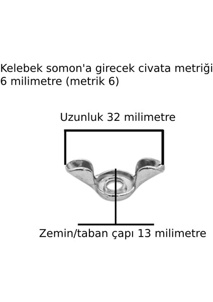 Kelebek Somun Çok Amaçlı Somon Civata Somunu Sac Somun 6 Adet Metrik 6