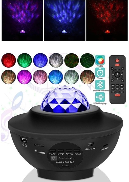 Siyah Galaksi Projektör, Lazer Disco Topu, Bluetooth Ses Bombası, Gece Lambası fiyatları
