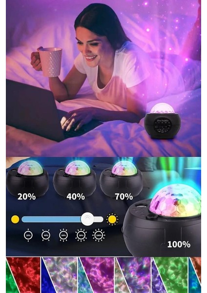 Siyah Galaksi Projektör, Lazer Disco Topu, Bluetooth Ses Bombası, Gece Lambası fırsatları