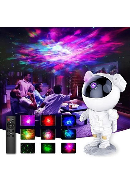 Renkli Astronot Projeksiyon Lambası, Yıldız ve Bulutsu Gökyüzü Işığı