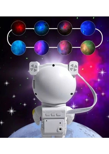 Renkli Astronot Projeksiyon Lambası, Yıldız ve Bulutsu Gökyüzü Işığı fırsatları