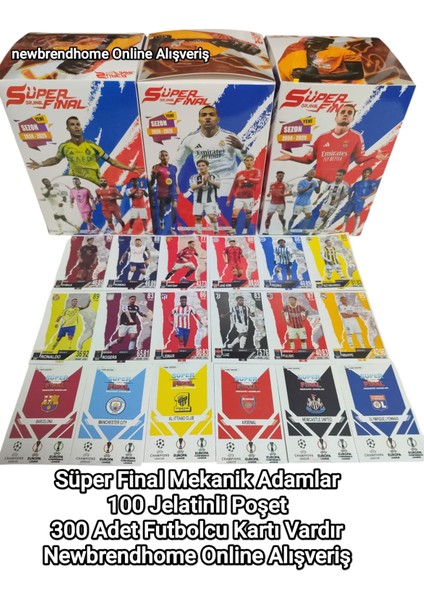 Süper Final Yeni Transferler 100 Jelatinli Poşet 300 Adet Futbolcu Kartı Vardır Mekanik Adamlar modelleri