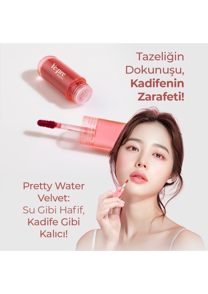 Gün Boyu Kalıcı, Kadife Dokulu, Mat, Kore Lip Tint – Pretty Water Velvet Tint 2.6g 06 Neutral Rose