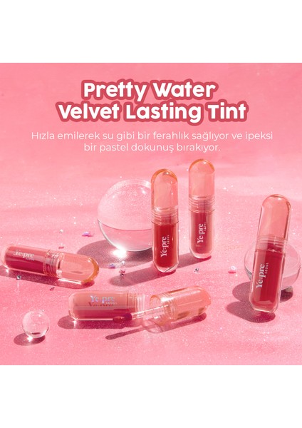 Gün Boyu Kalıcı, Kadife Dokulu, Mat, Kore Lip Tint – Pretty Water Velvet Tint 2.6g 06 Neutral Rose