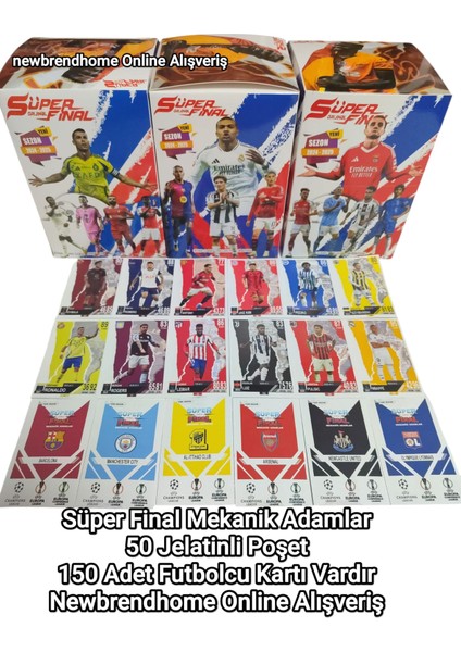 Süper Final Yeni Transferler 50 Jelatinli Poşet 150 Adet Futbolcu Kartı Vardır Mekanik Adamlar