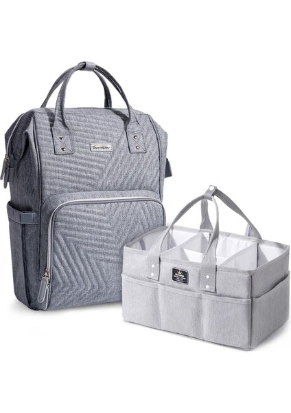 Nova Grey Bebek Bezi Çantası ve Organizer, USB Portlu, Fonksiyonel