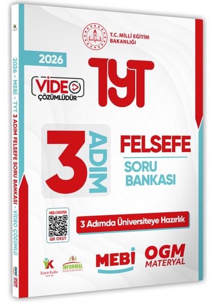 2025 Tyt Mebi-Ogm 3 Adım Felsefe Soru Bankası Renkli A4 Boyut Video Çözümlü (Karakutu Katkılarıyla)