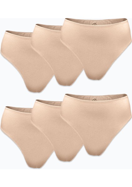 Kadın Ten Rengi 6 Lı Paket Modal Yüksek Bel String Tanga 6M178