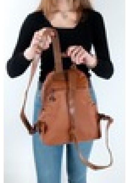 Kadın Çok Bölmeli Yıkama Deri Sırt Çanta modelleri