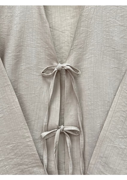 Mirona Ön Bağcıklı Çilek Kumaş Kısa KIMONO-MF210 Taş modelleri
