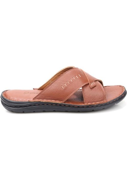 PS-33520 Ortopedik Erkek Masaj Tabanlı Hakiki Deri Terlik