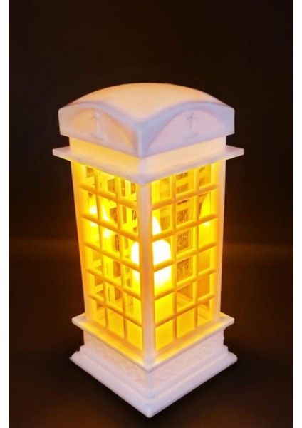 Bej Telefon Kulübesi Gece Lambası, Dekoratif Aydınlatma, Şık ve Şık Tasarım