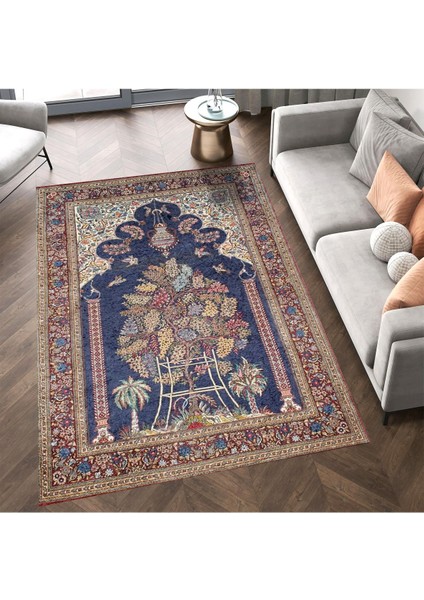 Cansu Koleksiyonu Çok Renkli Çiçek ve Kuşlar Desenli Dokuma Taban Modern Dekoratif Halı CANSU21 fırsatları